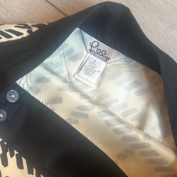 LILLY Pulitzer black and white silk wrap a-line geometric print skirt size 4 - Picture 8 of 10